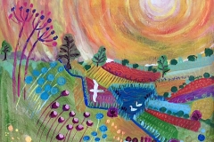 Die sieben Schwäne am Mittag, 50x60, Acryl auf Leinwand, Vera Briggs