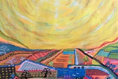 Die drei Schwäne am Abend, 50x50, Acryl auf Leinwand, Vera Briggs